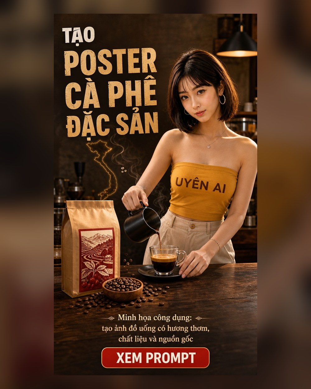 Prompt Poster Cà phê đặc sản