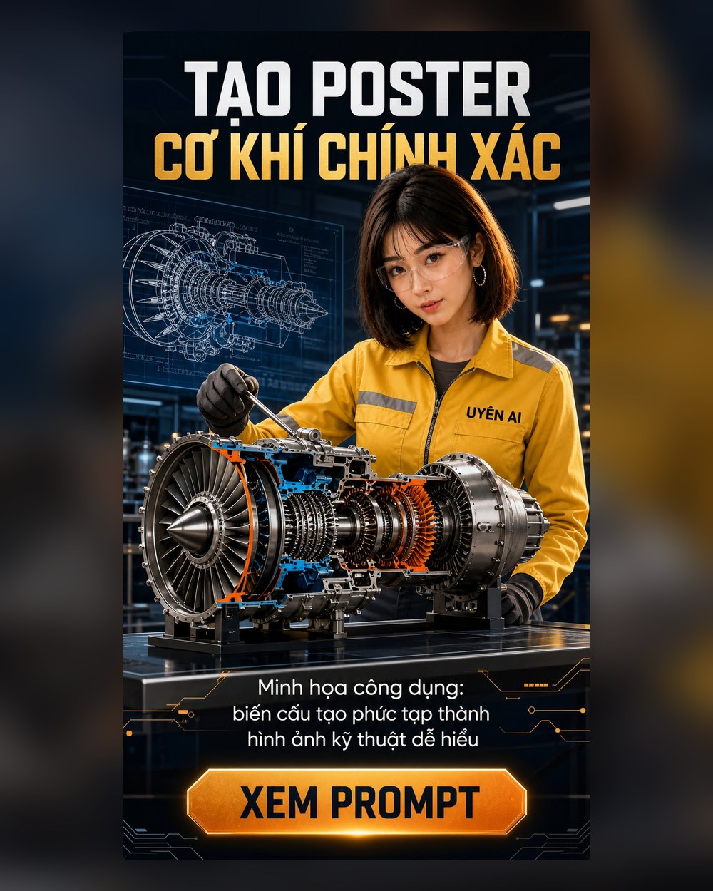 Prompt Poster Cơ khí chính xác