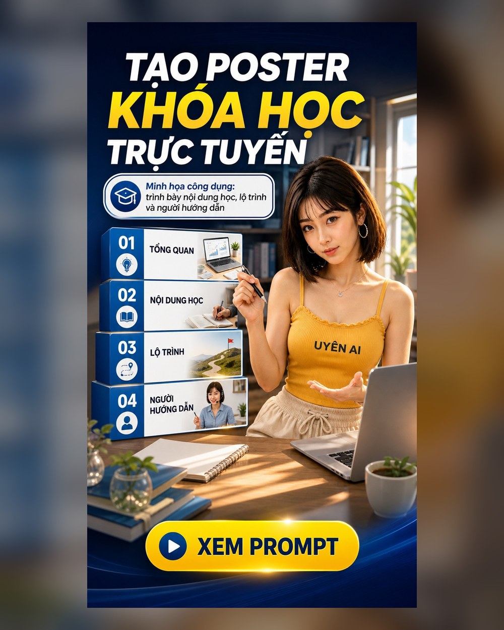 Prompt Poster Khóa học trực tuyến