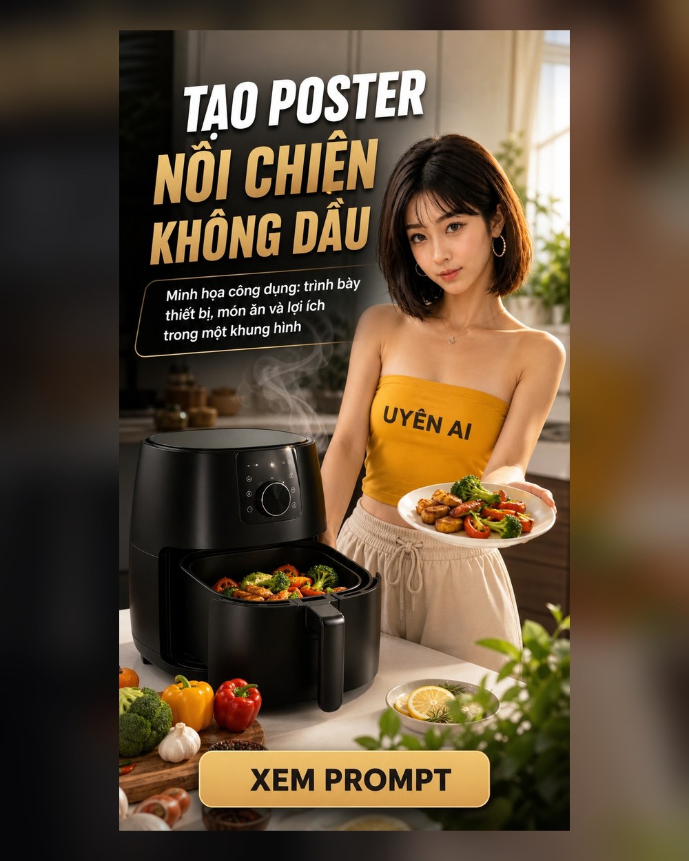 Prompt Poster Nồi chiên không dầu