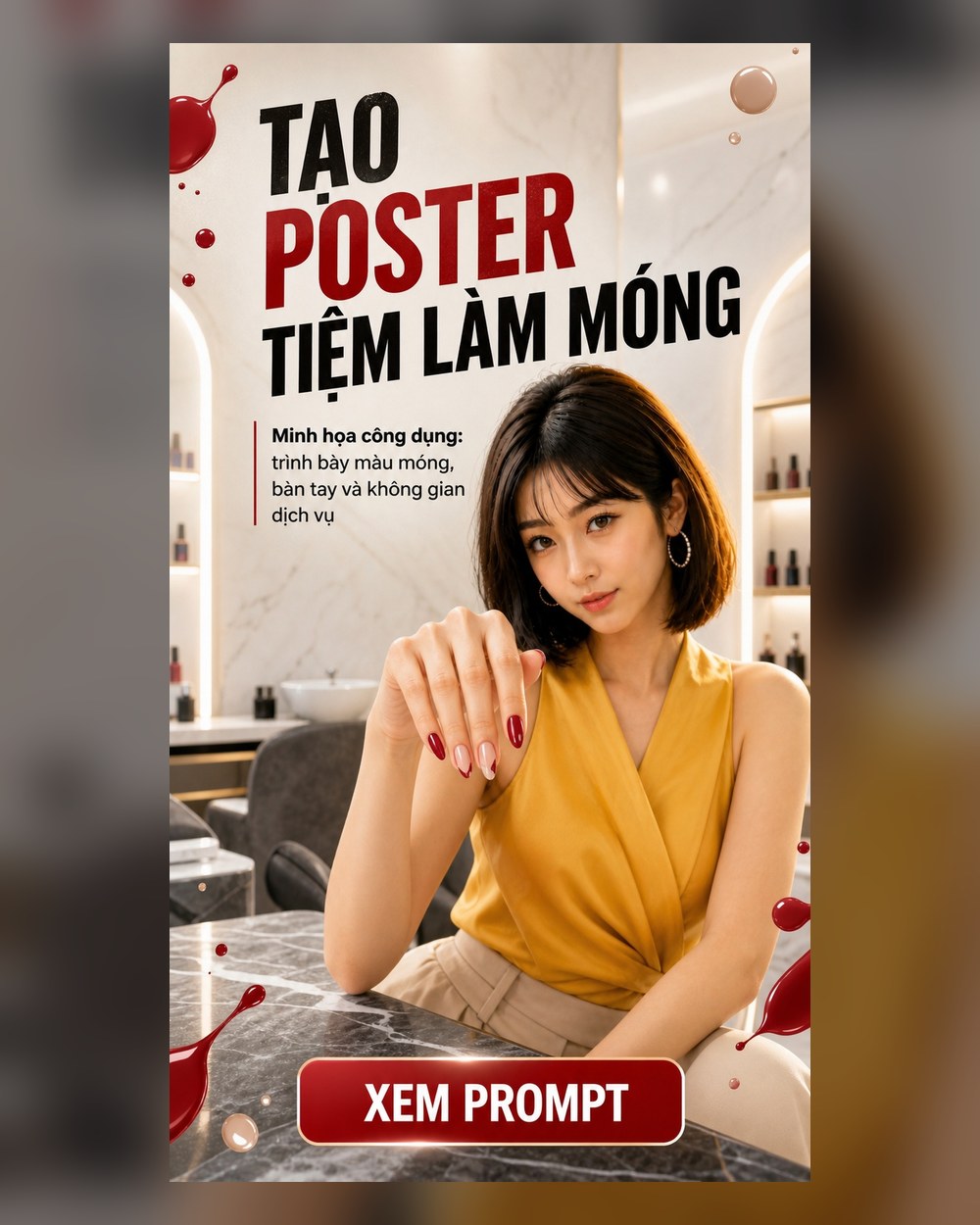 Prompt Poster Tiệm làm móng